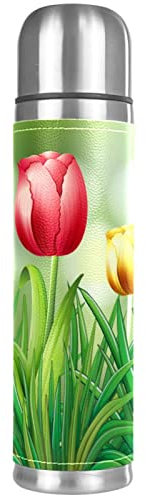 Flores De Tulipán Flor Taza de vacío de acero inoxidable con taza de agua a prueba de fugas para viajes deportivos