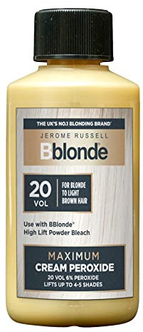 Jerome Russell Bblonde Maximum Lift Cremeperoxid 20 Vol, permanente Blond-Haarfarbe für blondes bis hellbraunes Haar mit 6% Peroxid- und Avocadoöl, hebt 4–5 Farbtöne auf, 75 ml