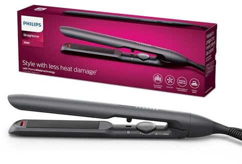 Philips Plancha de pelo serie 5000 con Tecnología ThermoShield, Iones, Placas de 105mm de Largo Flotantes con Aceite de Argan, 50% más rapida, BHS510/00, Malva