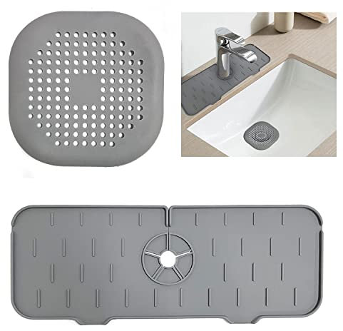 ZWZNBL 1 bandeja de silicona para grifo de fregadero de cocina, baño, protector contra salpicaduras con 1 filtro para fregadero