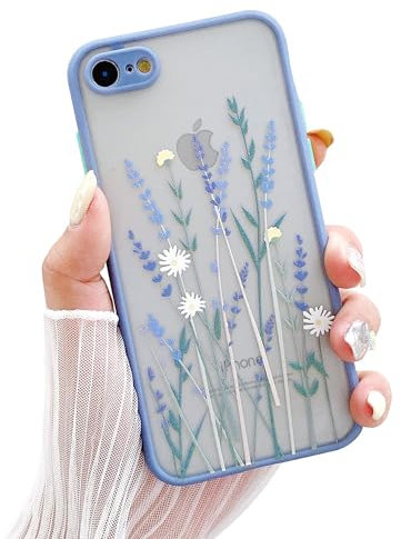 LSOUGUK Compatible with iPhone 6Plus/6S Plus for Girl Woman, Floral Flower Pattern Slim Design, Protective Hard PC Back with Soft Shockproof TPU Bumper Phone Case for iPhone 6Plus/6S Plus (Purple)