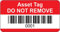 Red Asset Tag Etiketten – Barcode und nummeriert 1 bis 500 – 38 mm x 20 mm – Permanent synthetische PP-Etiketten – Preis pro Packung mit 500 Etiketten (P/Nr. 7828668)