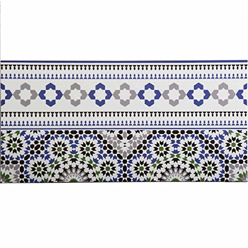 Casa Moro Marokkanische Fliesen-Bordüre Rami 50x25 cm rechteckig bunt mit Mosaik-Muster | marokkanische Keramik-Fliese als Küchenspiegel Wand-Deko | FB5060