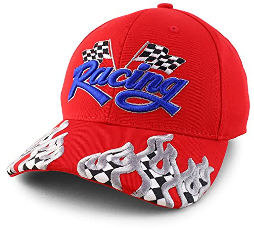 Armycrew Racing 3D bestickte Flamme strukturierte Baseballkappe, rot, Einheitsgröße