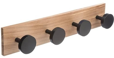 Appendiabiti da parete in legno con ganci - rotondo - 4 ganci