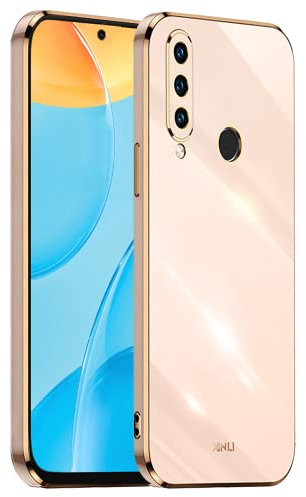HONLEN Custodia per HUAWEI P30 Lite (6.15 Inches), Cover Morbida in Silicone TPU, Design del Telaio Galvanico - Rosa