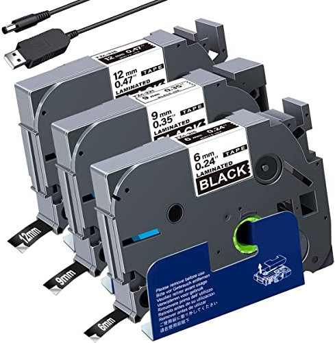 Acmerota Tze-335 12/9/6mm*8m Ersatz für Brother TZe-335 TZe-325 TZe-315 für Brother P-Touch PT-E110 H100R H100C H105 H110 1010 H108 PT-E550W PT-E300 PT-1000 PT-1010 PT -1250