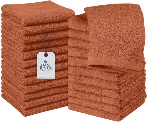 DAN RIVER Waschlappen aus 100 % Baumwolle, 24 Stück, Premium-Qualität, Gesichts- und Körpertuch, schnell trocknend und sehr saugfähig, essentielle Handtücher für Badezimmer, Hand, Küche und Reinigung,
