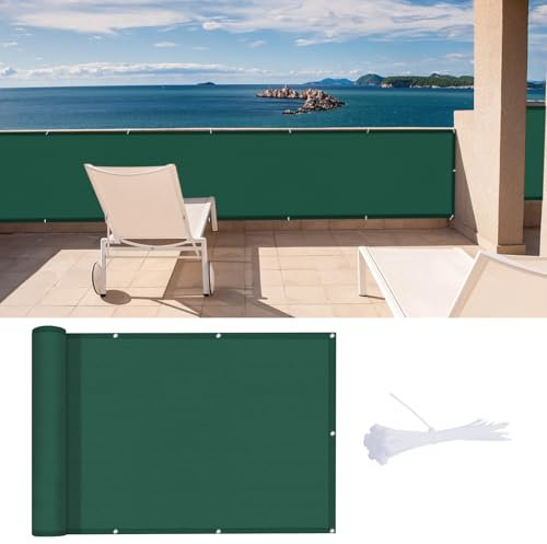 LOVE STORY Écran de Confidentialité pour Balcon 100x300cm avec Tissu HDPE,(Verde) Couverture de Balcon pour l'ombre, Écran Protecteur de Clôture avec œillets, Protection UV pour Jardin Extérieur