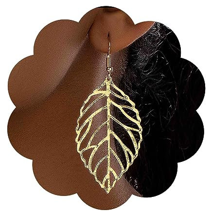 Dervivea Boho Gold Hohlblatt Ohrringe Große Blatt Ohrringe Filigran Blatt Haken Ohrringe Übertrieben Blatt Baumeln Ohrringe Statement Blatt Ohrringe Schmuck Für Frauen Und Mädchen