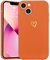 Wirvyuer Compatible with iPhone 13 Case Cute Heart Pattern Protective Shockproof Soft Slim Silicone Phone Case for Women Girls, Orange