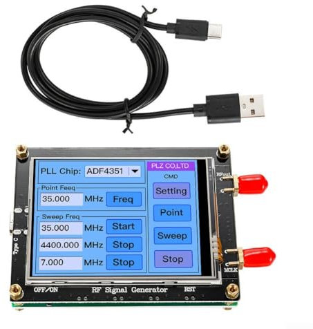 Generador de señal RF, Pantalla táctil de alta precisión ADF4351 35M-4.4G Generador de señal RF PLL Generador de frecuencia de barrido