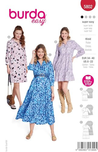 Burda Schnittmuster, 5802, Kleid [Damen, Gr. 34-48], Level 1 super easy