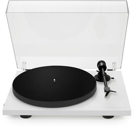 Triangle – Platine Vinyle Lunar 1 – Platine Vinyle Manuelle 33/45 Tours à Entrainement par Courroie – Cellule OM-5E intégrée - 420 x 112 x 330 mm - Blanc