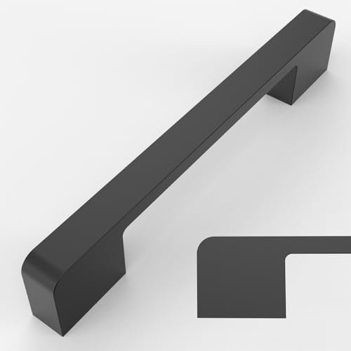 Amerdeco Matte Black Cabinet Pulls 5 Inch (128MM) - Kitchen Handles for Drawers and Cupboards - 10 Pack - AM018