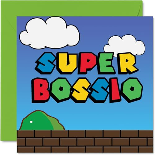Stuff4 Geburtstagskarten für Boss – Super Bossio – lustige Happy Birthday Karte für Boss Manager vom Mitarbeiter, Happy Birthday Boss, 145 mm x 145 mm Boss Grußkarten