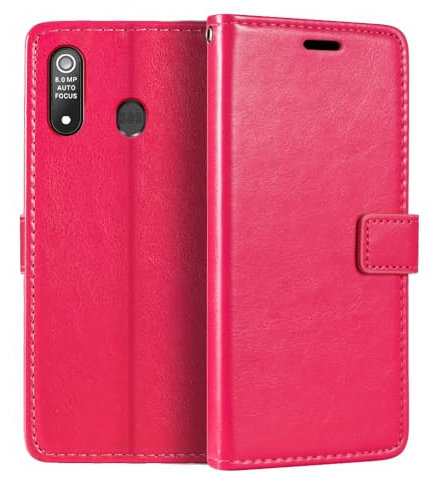 Custodia Portafoglio in Pelle PU Compatibile con Brondi Amico Smartphone XL Nero, Cover con Chiusura Magnetica, Tasche per Carte e Funzione Stand (Rosso rosa)