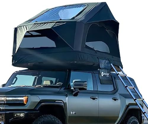 Tienda De CampañA Inflable para 2-3 Personas PortáTil Carpa De Techo De Coche para SUV Todoterreno Camping, con Tragaluz, Escalera TelescóPica (220x160x136cm)