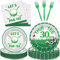 96 Pcs Golf 30th Birthday Party Decorations - Thir-Tee Theme Tableware Set With Plates, Napkins, Forks for Let's Par-Tee Men Women Birthday Dinnerware - Green Sports Party Supplies for 24 Guests