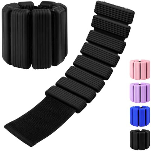 Gewichte für Beine und Arme - Einstellbare Fußgewichte - 2er-Set (1 kg Paar, 0,5 kg je) | Silikon Handgelenk Gewichte für Frauen | Yoga, Pilates, Tanz, Barre, Laufen, Schwimmen, Cardio - Schwarz
