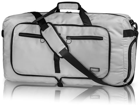 Fmeida Reisetasche Groß Sporttasche Damen Travel Bag Faltbare Reisentaschen Weekender Herren XXL Saunatasche Wasserdicht Kliniktasche Geburt 65L Nebel