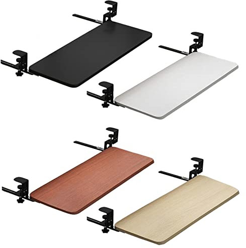 Sliding Walnut Wooden Keyboard Tray Under Desk Pull Out Shelf 21x10 inch 520x250mm