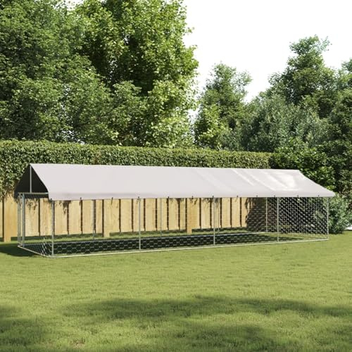 IKAYAA Dog Enclosure Outdoor Dog Cage with Roof Outdoor Dog Cage Outdoor Dog Kennel 600 x 200 x 150 cm