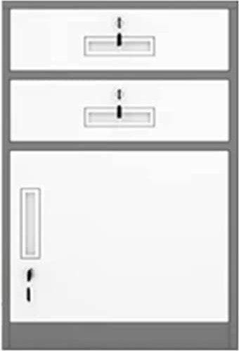 Aktenschrank aus Metall mit Schloss, 2 Schubladen und 1 Schrank unter dem Schreibtisch, Aktenschrank für Zuhause, Büro, Grau