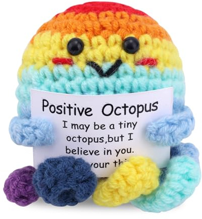 TOYMIS Positive Häkeltiere, Süß Kleiner Positiver Oktopus Handgefertigt Gestrickte Puppe Lustig Kartoffel zur Emotionalen Unterstützung Inspirierend Geschenkideen Geburtstag Weihnachten Geschenk