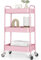 KINGRACK 3 Tier Metal Storage Trolley on Wheels, Beauty Book Craft Tea Art Trolley for Home Bathroom Kitchen Laundry, No screws needed Easy Rolling Utility Cart Mobile Storage Shelving Organizer
