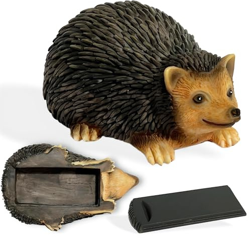 ANINIUCN Erizo - Escondite de llaves de roca falsa - Soporte oculto para llaves al aire libre con compartimento secreto, estatua de animal realista para jardín, accesorio de geocaching y adorno