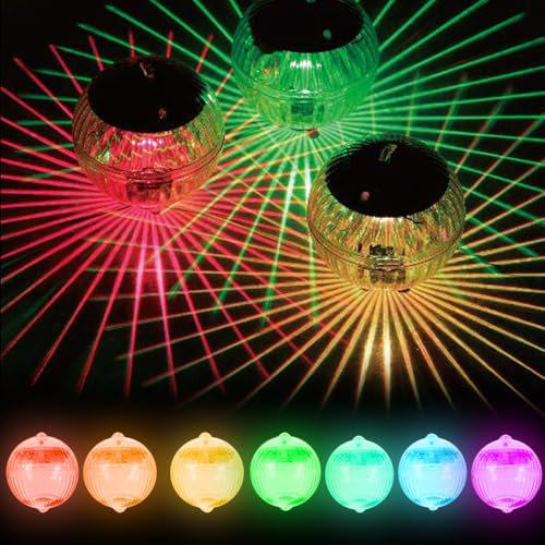 YANGUN 2 Piezas Luces Solares Flotantes para Piscina, Luces Piscinas Solar con 7 Modos de Iluminación,Luz Solar LED Piscina Flotante IP44 Impermeable,Luces de Piscina Flotantes para Estanque Jardín(B)