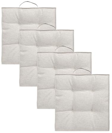 INSPINOVIA Outdoor Stuhlauflagen Stuhlkissen | Wasserabweisende Sitzkissen für Wohn- & Außenbereich | 2er, 4er & 6er Sets | Gartenkissen | Lounge Kissen | 4er Steppung | 40 x 40 cm (Creme, 4er Set)