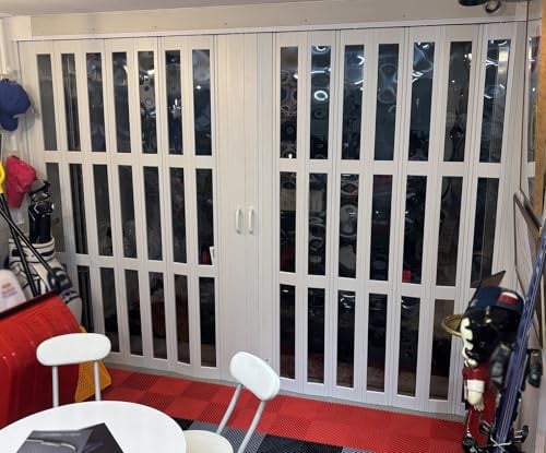Porta A Soffietto Porte A Libro Porte scorrevoli a fisarmonica in vinile commerciale, 200 201 203 205 210 cm di altezza, grandi porte interne pieghevoli con pannello in vetro per negozi/centri(90x205c