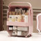 OFOAEEA Skincare Organiser, Multi-Function Makeup Organisers, Dustproof Cosmetic Storage Box, Makeup Drawer Organizer, Make Up Organiser Storage for Bedroom Bathroom Countertop Vanity Desktop (Pink)