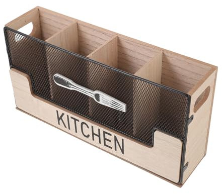 Mobestech Range-couverts En Organisateur Cuisine Pratique Porte-couverts Compartiments Design Vintage Rangement Pour Baguettes Et Cuillères Accessoire Cuisine Décoratif Maison Restaurant