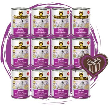 Wolfsblut Vetline Hundefutter - RENAL, 12x395g - Sparbundel, Sparpaket - inklusive Warnicks Tierfutterservice Hundesnack Goodie