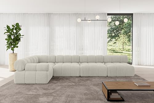 ALTDECOR Modulares Sofa Ecksofa in L-Form Corner modular Sofa Eckcouch Couch Wohnlandschaft Cauchsofa Polstersofa Mende-L3-380x190x70 cm Hellgrau