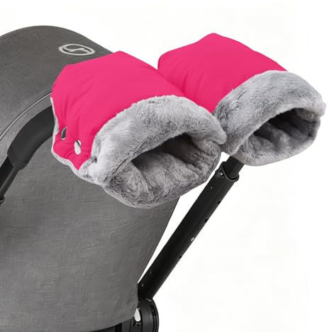 NICEWAT Handwärmer Kinderwagen, Wasserdicht und Winddicht Handmuff für Kinderwagen, Universalgröße Stroller Handmuff mit warme Plüschmaterial Fleece für alle Kinderwagen Buggy