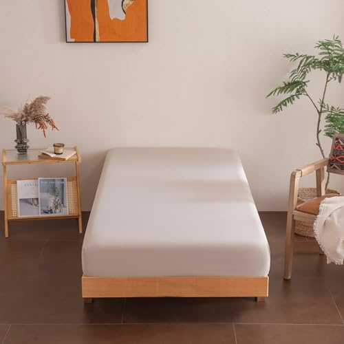 Sonive Spannbettlaken 90x200cm 100% Polyester Spannbetttuch Beige