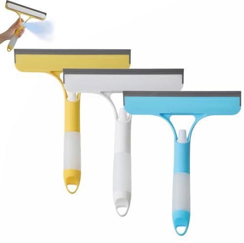 3PCS Recyclable Silicone Window Squeegee Kit, Versatile 3 in 1 Window Squeegee, 3 in 1 Window Cleaning Scraper, Window Cleaning Bottle with Spray–Glass, Mirrors