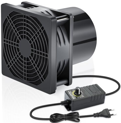 Wathai 120mm x 38mm Lüfter Rohrventilator Abluftventilator Rohrlüfter 230V | Doppelkugellüfter mit 220-230V Geschwindigkeitsregler für Gewächshaus & PC-Belüftung