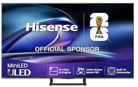 Hisense 50E89Q Fernseher, 50 Zoll, 4K ULED Mini LED, Smart TV, 144 Hz Game Mode PRO, Hi View AI Engine, Smoothmotion, Built in Subwoofer, Dolby Vision Atmos, Filmmaker, Concerto, 2025