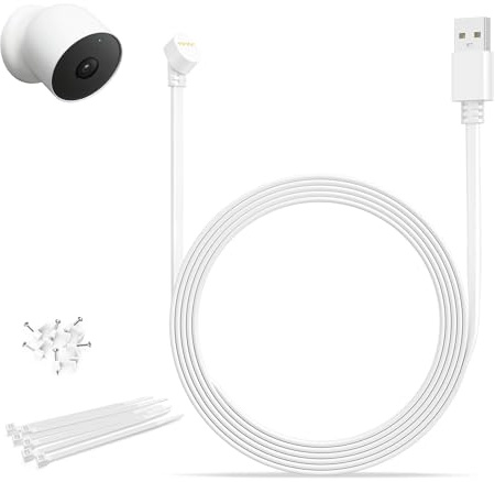 Itramax Flat Power Cable for Google Nest Cam (Battery) 2nd Gen 20FT/6M | Weatherproof Charging Cable Continuous Power Supply,Replacement Charger Cord Wire for Outdoor or Indoor,Adapter Not Included