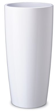 Floralo e. K. Pflanztopf Teramo rund, hochglänzend (Weiß, 52 cm hoch x 25 cm) mit herausnehmbarem Pflanzeinsatz - Blumentopf Pflanzgefäß Topf Pflanztopf Übertopf Pflanzsäule
