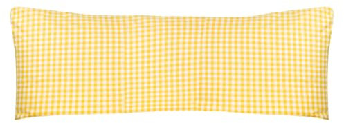 PremiumShop321 Bettwäsche Serie Züchen Landhaus Karo Reißverschluss 95° waschbar -weiß/gelb-Kissenbezug 40x145