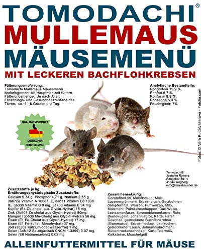Tomodachi Mäusefutter mit tierischen Proteinen, Mäusenahrung, Naturfutter, artgerechte Hauptmahlzeit für die Maus mit leckeren Bachflohkrebsen, Komplettnahrung für Mäuse Mäusefutter 10kg Sack
