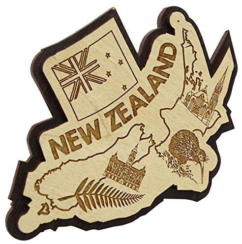 Printtoo New Zealand Map Collectibles Souvenir Wooden Fridge Magnet Engraved