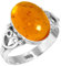 Jeweloporium Orange Bernstein 925 Sterling Silber Ringe für Frauen mit Stein Cocktail Silber Ringe Größe 59(18.8) Halloween Geschenk viktorianisch Schmuck