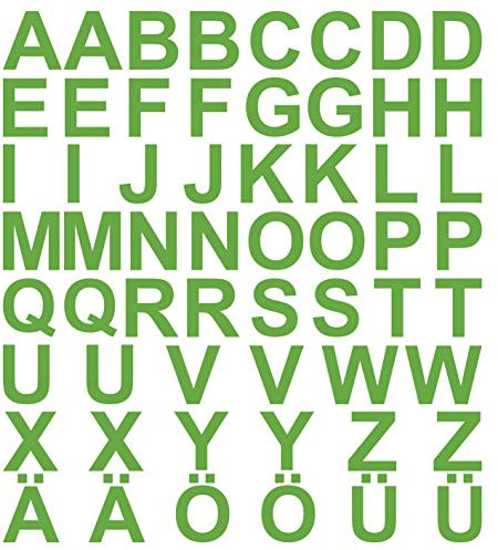 kleb-Drauf® | 58 Buchstaben, Höhe je 2,5 cm | Hellgrün - matt | Wandtattoo Wandaufkleber Wandsticker Aufkleber Sticker | Wohnzimmer Schlafzimmer Kinderzimmer Küche Bad | Deko Wände Glas Fenster